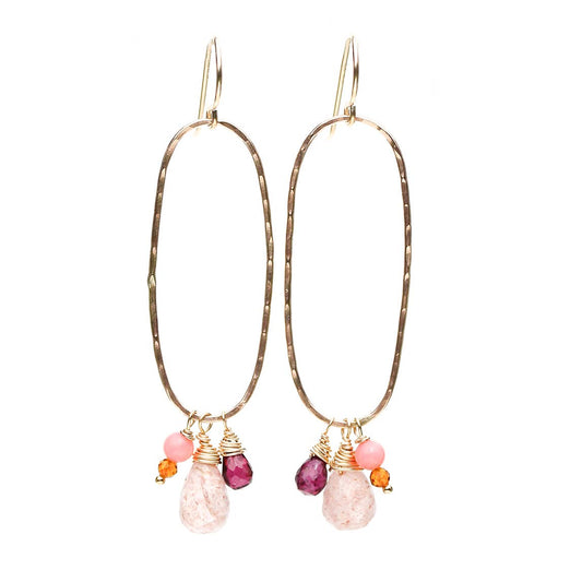 Strawberry Quartz Bouquet Earrings