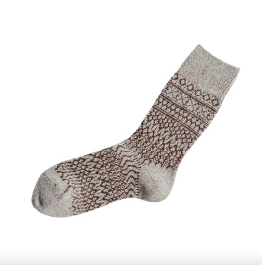 Nishiguchi Kutsushita Oslo Wool Socks - Grey and Coffee