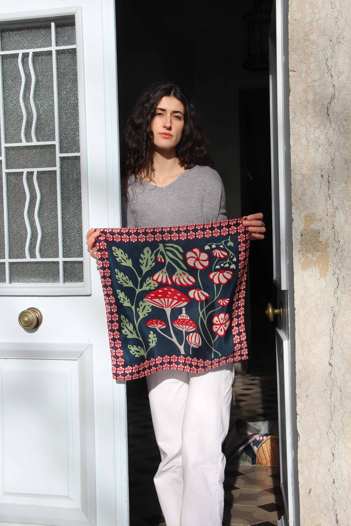 Silk Square Scarf - Alice Marine Navy