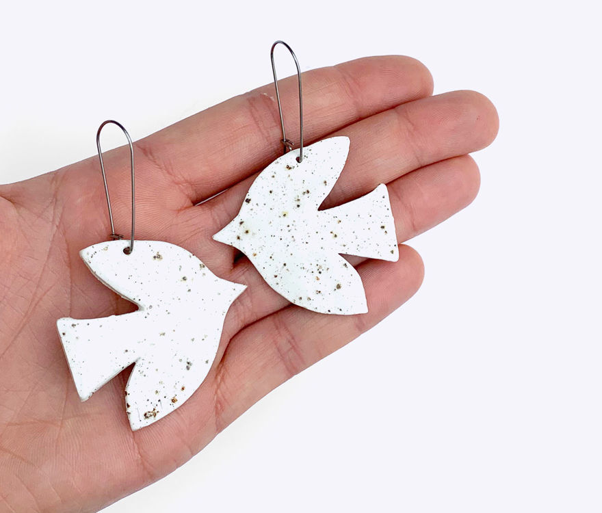 Togetherness Ceramic Dove Earrings