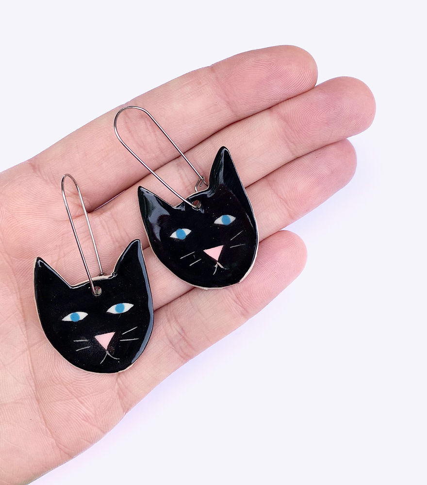 Togetherness Black Cat Earrings