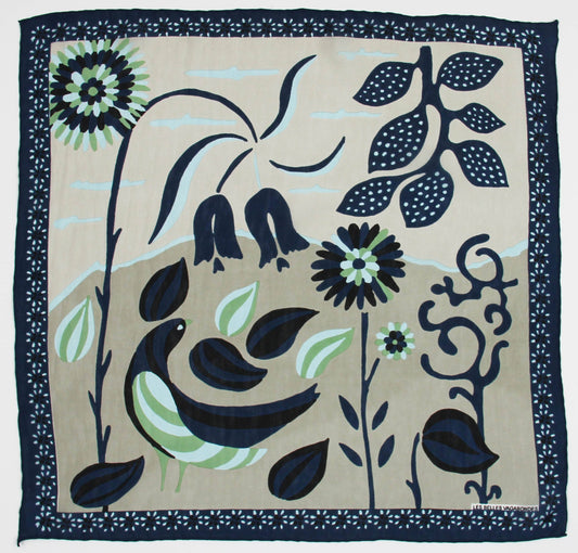 Square Silk Scarf - Blue Birdy