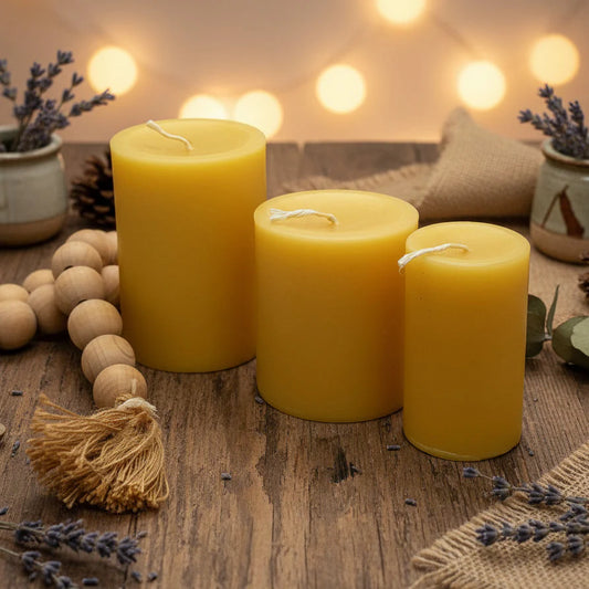 Beeswax 70hr Pillar candle - 10cm