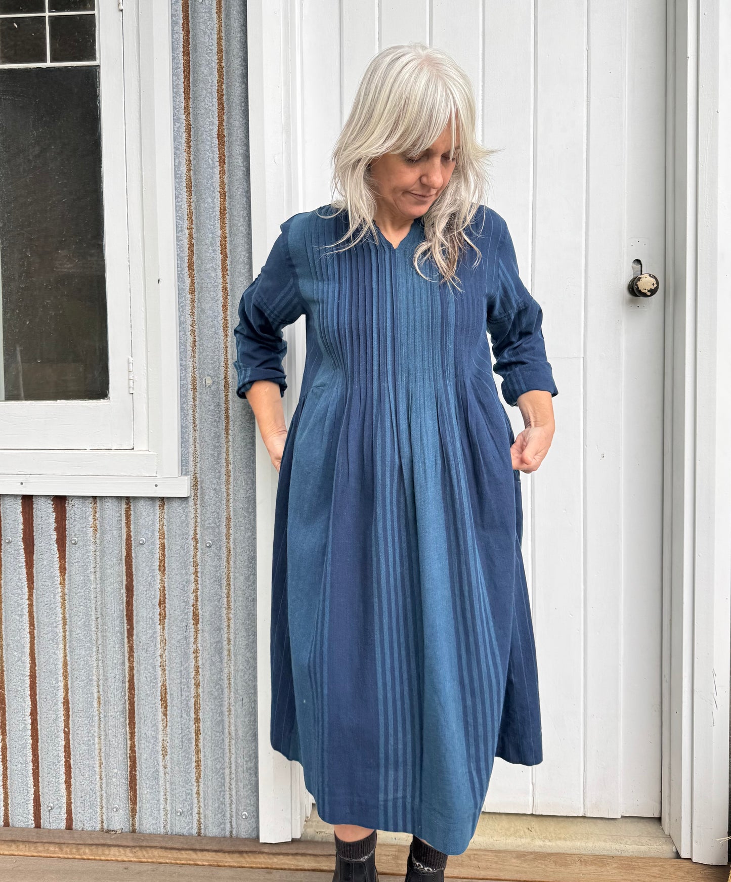 DVE Bhavya Dress - Indigo Stripe