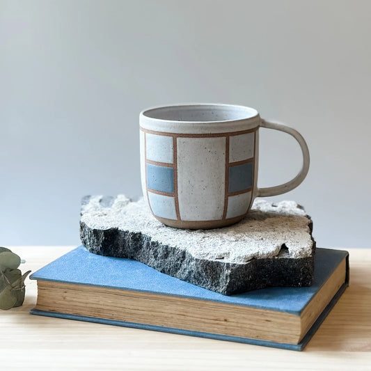 Blue Geometric Handmade Mug