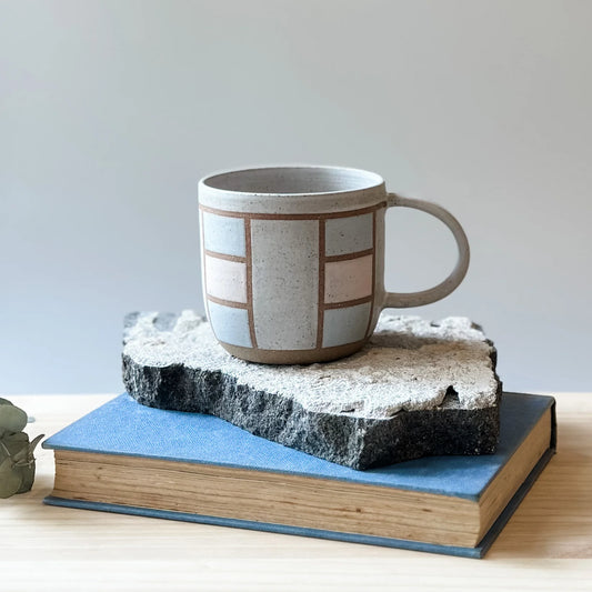 Pink Geometric Handmade Mug