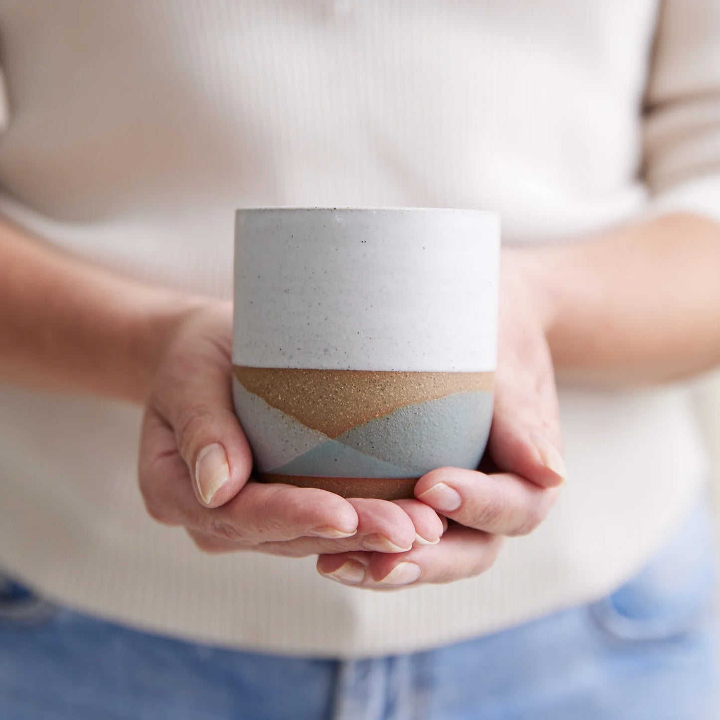 Tidal Handmade Ceramic Tumbler - Green and Grey