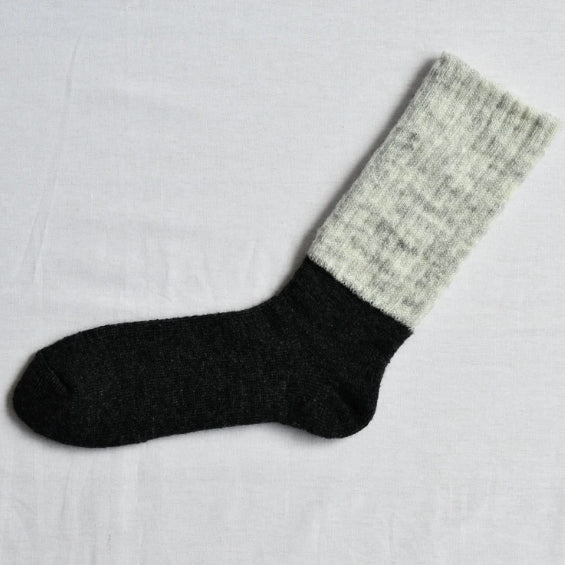 Nishiguchi Kutsushita Mohair Socks - Black and Grey