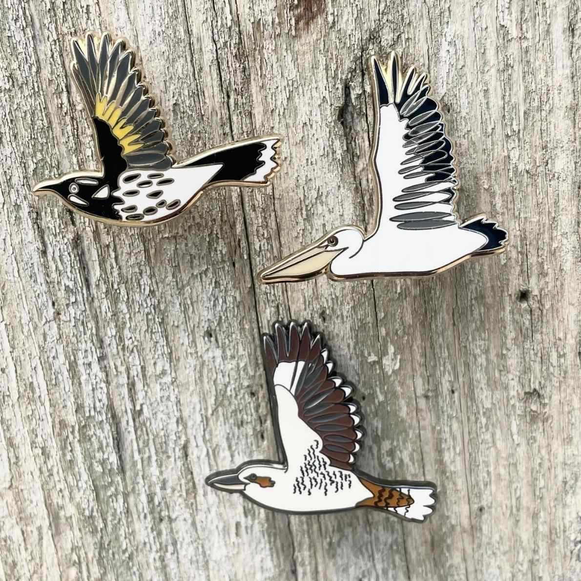 Bridget Farmer Pelican in flight - Enamel Pin