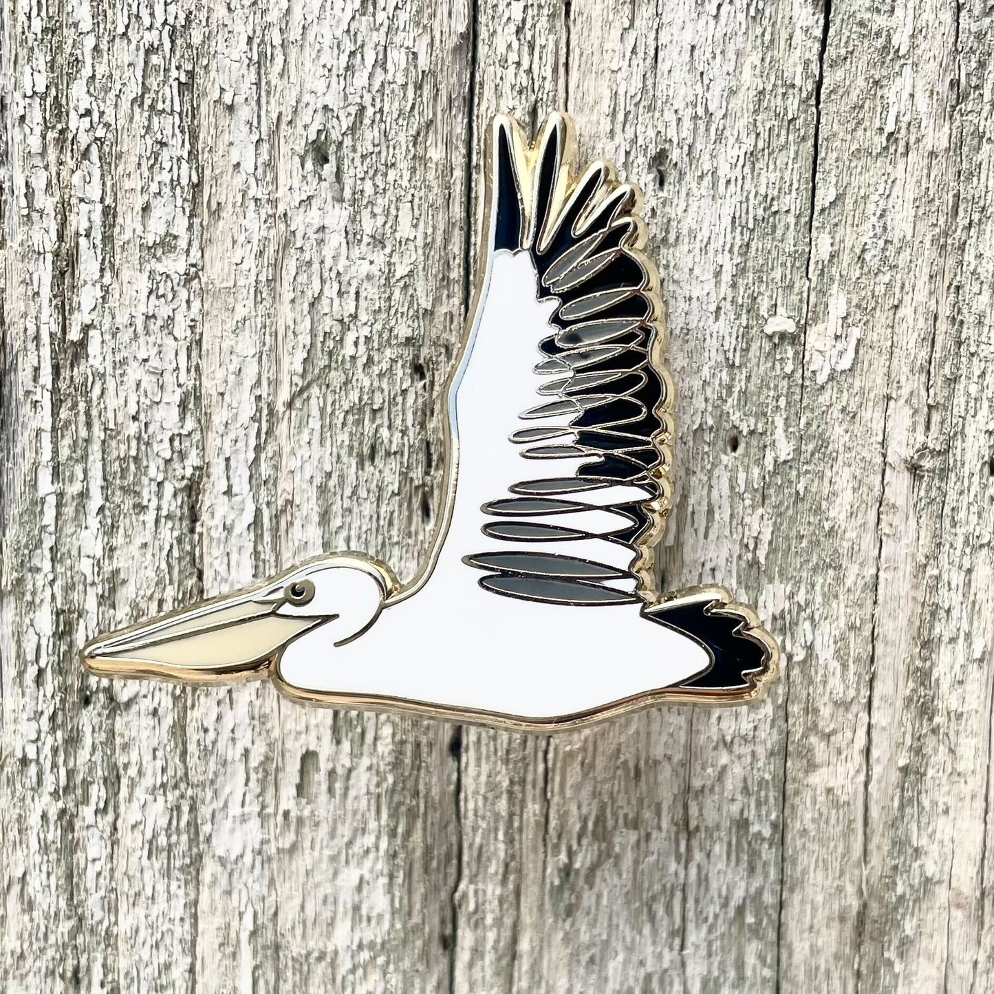 Bridget Farmer Pelican in flight - Enamel Pin
