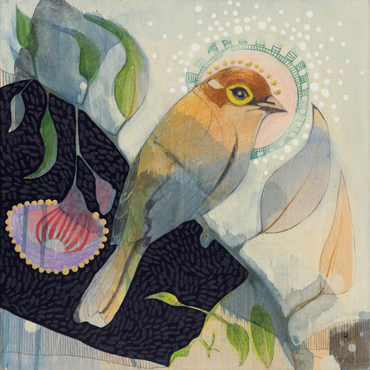 Dana Kinter 'Brown Headed Honeyeater and Silver Princess Eucalyptus' - Mini Print