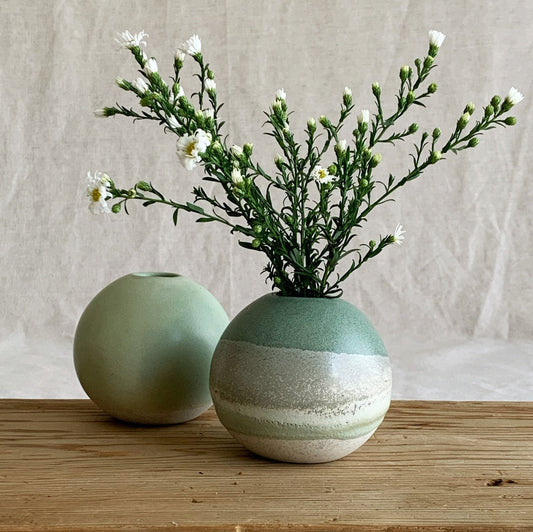 Henry and Tunks Bud vase - sage and sea foam green