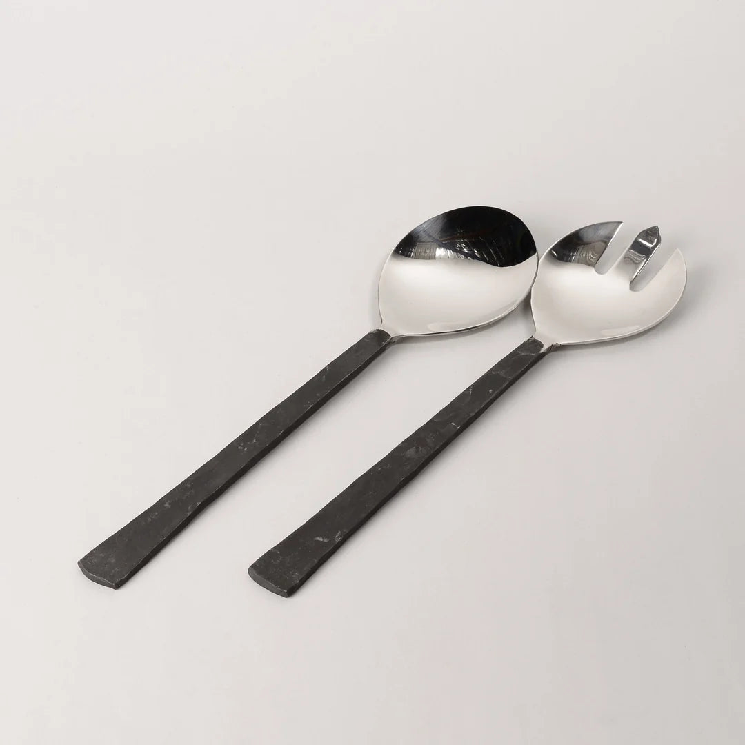 Salad Servers - Burnished Steel