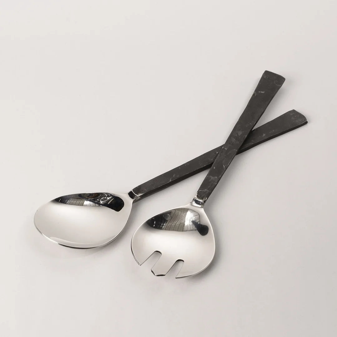 Salad Servers - Burnished Steel