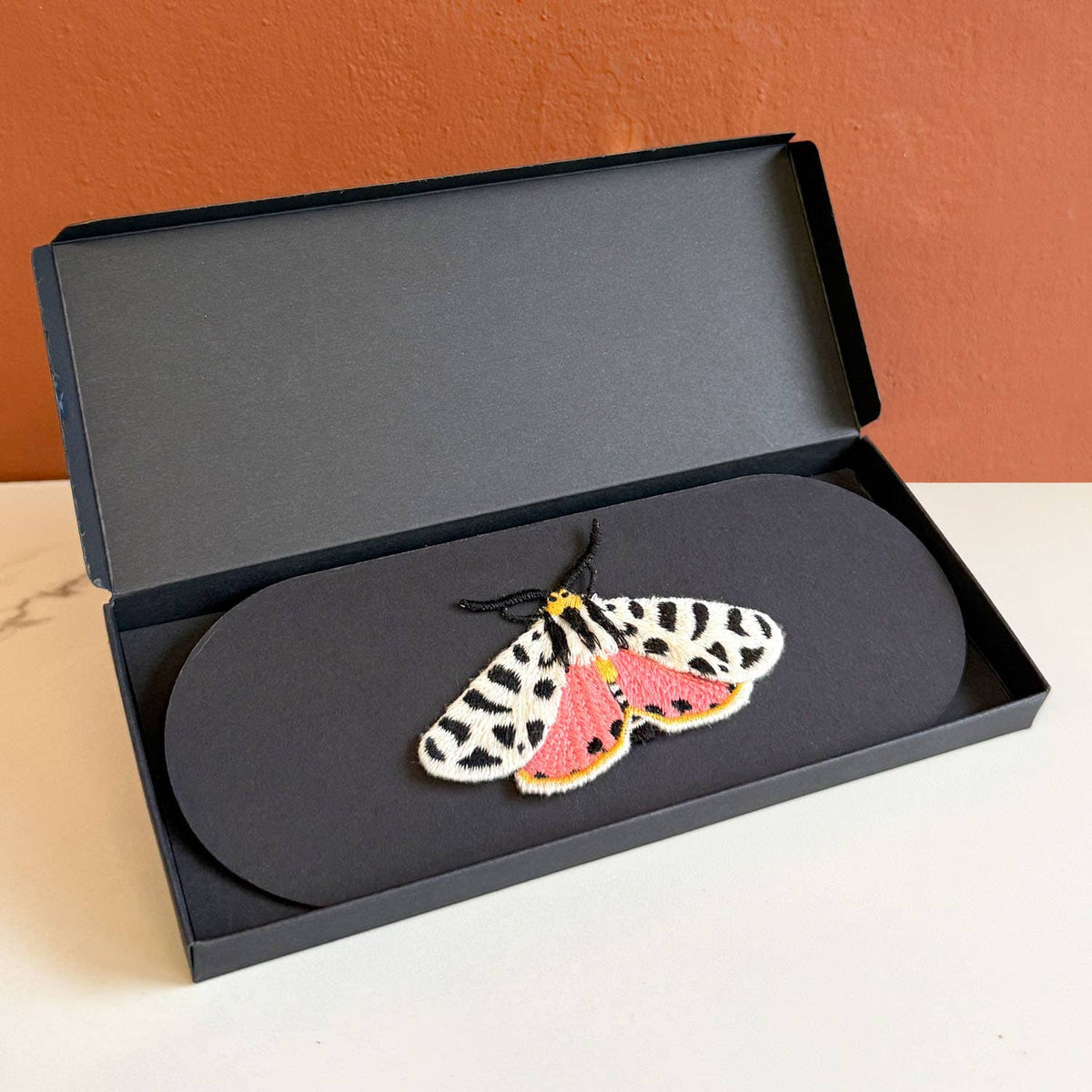 Tiger Moth Embroidered Brooch – Nature Pin