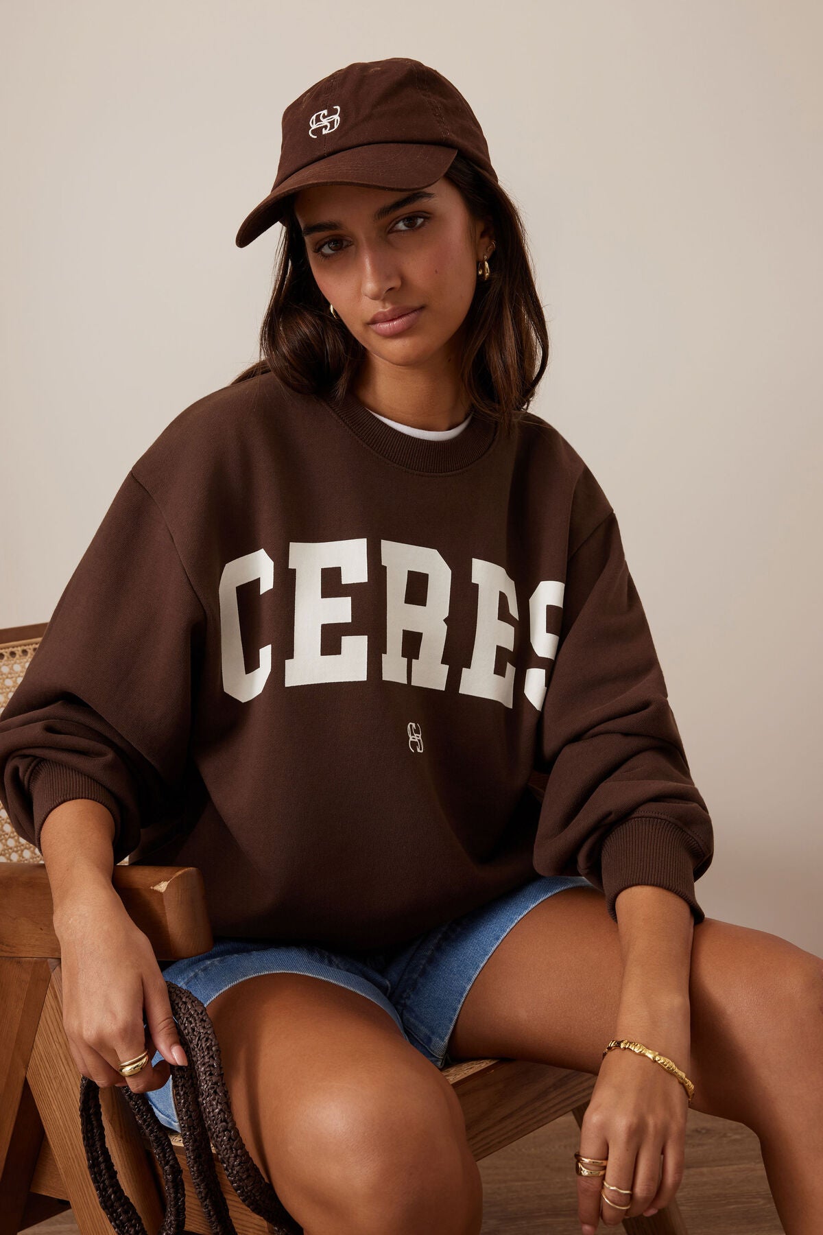 Ceres Life Isla Slouchy Crew - Chocolate