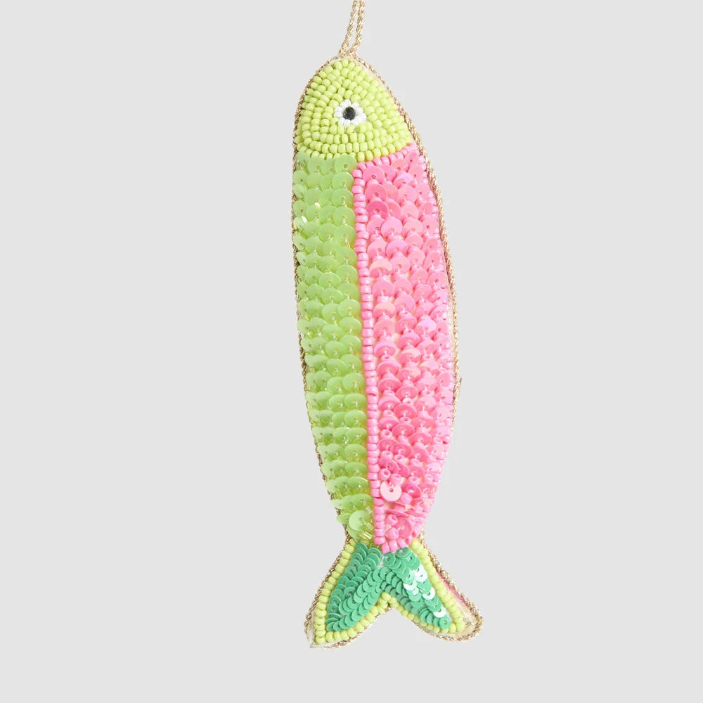 Sequin Fish Decoration - Green & Pink