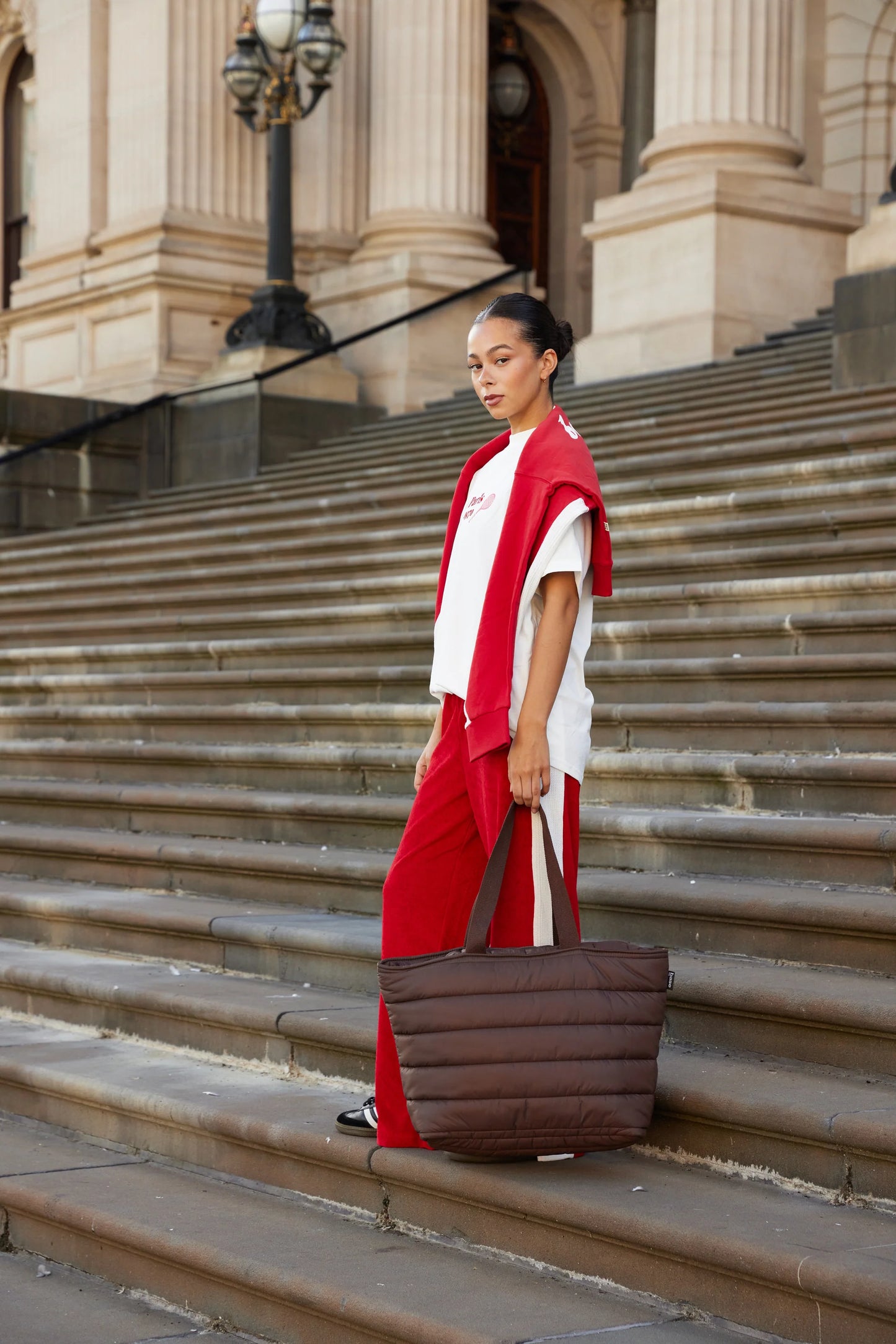 'Take It Base' Puffer Tote - Chocolate