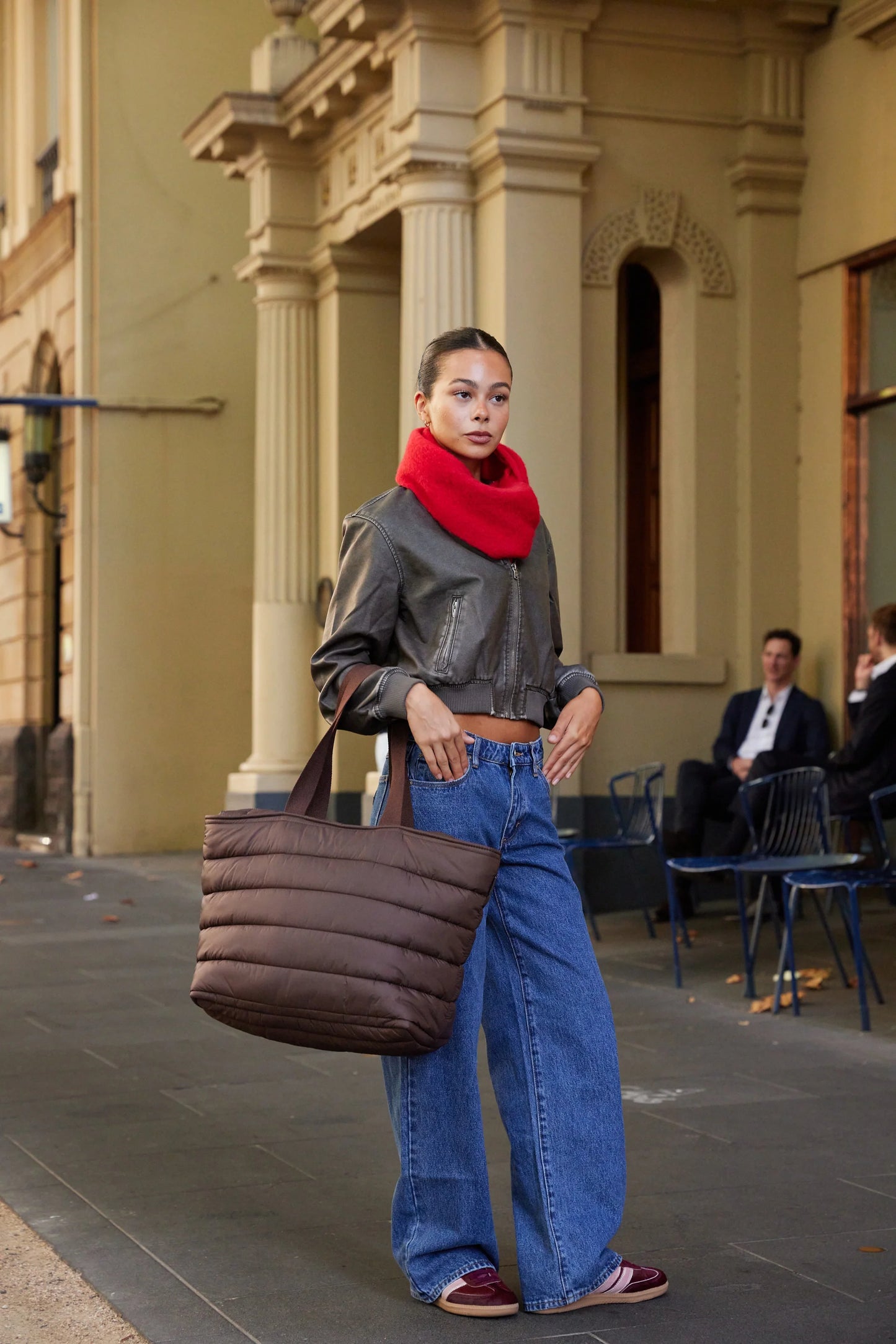 'Take It Base' Puffer Tote - Chocolate