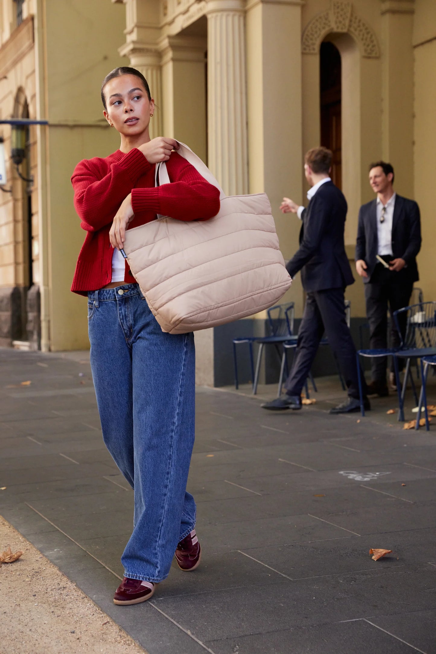 'Take It Base' Puffer Tote - Sand