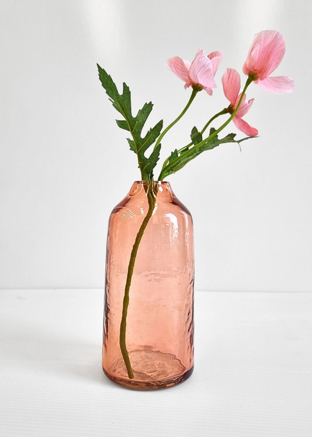 Siena Handblown Hammered Glass Bud Vase - Blush