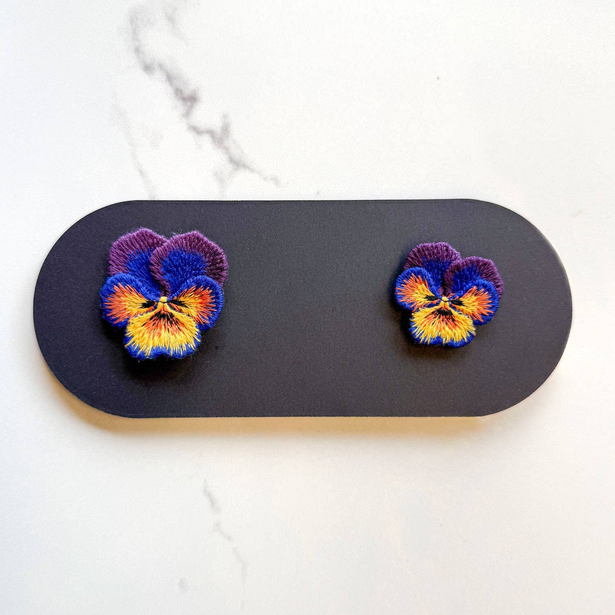 Pansies Embroidered Brooches – Set Of 2