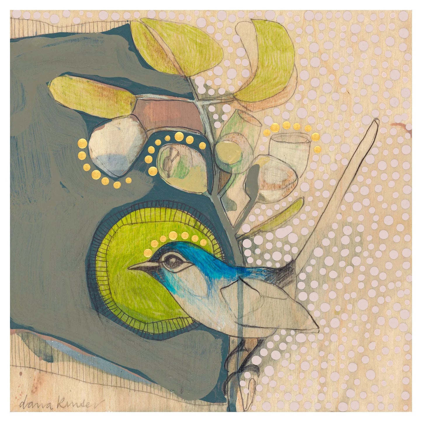 Dana Kinter "Blue Wren and Gum" mini print