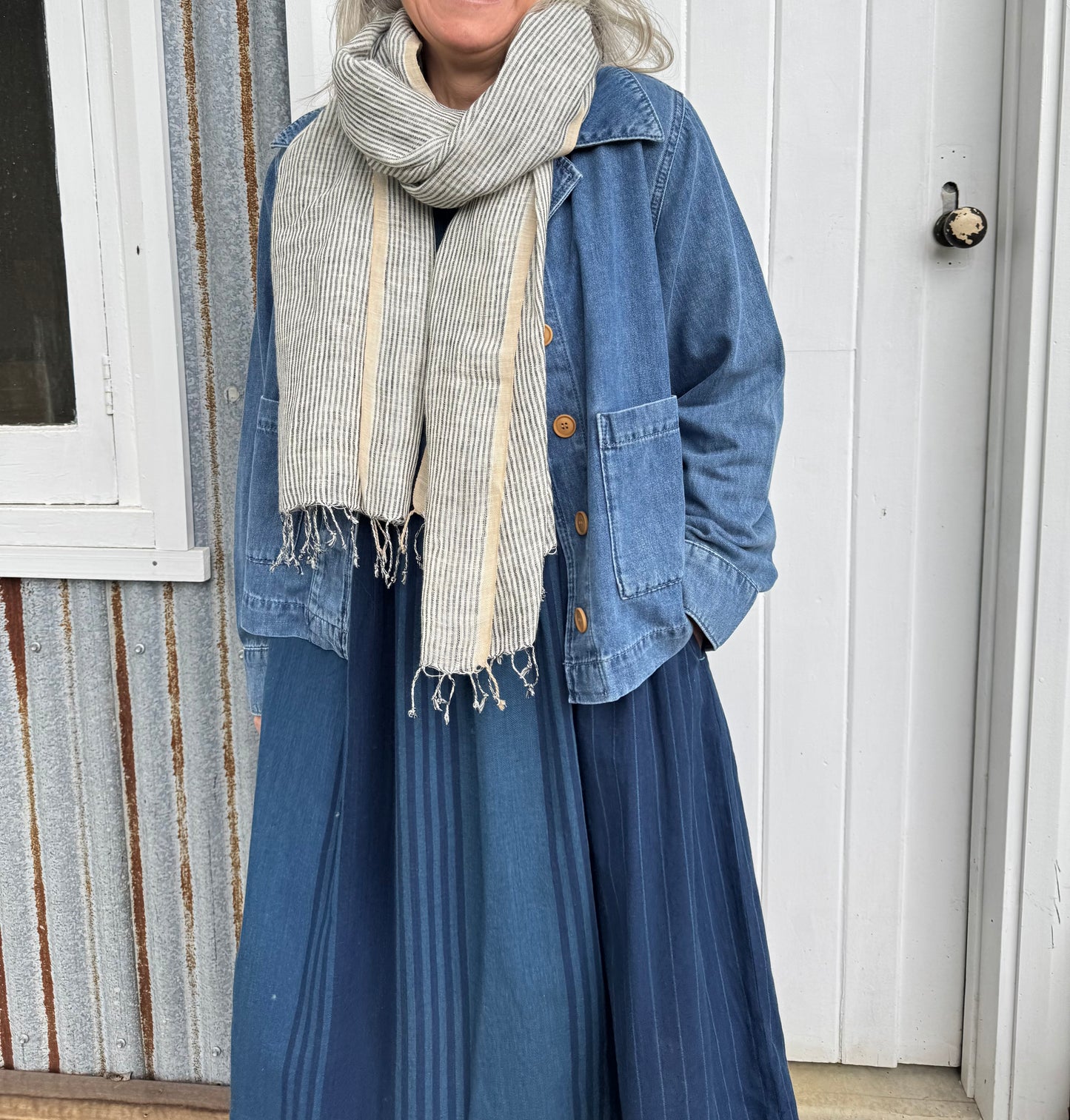 DVE Bhavya Dress - Indigo Stripe
