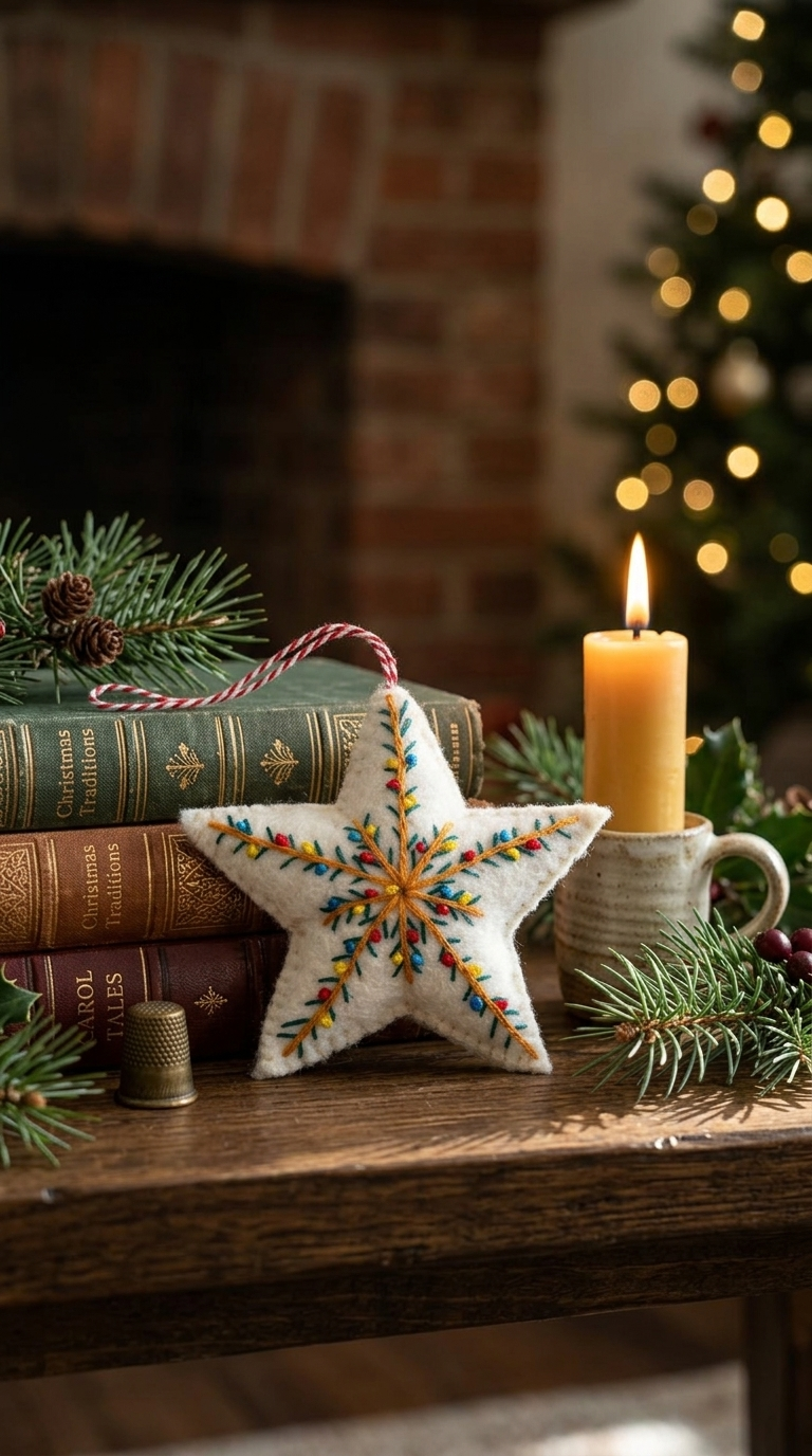 Embroidered Felt Star Christmas Ornament