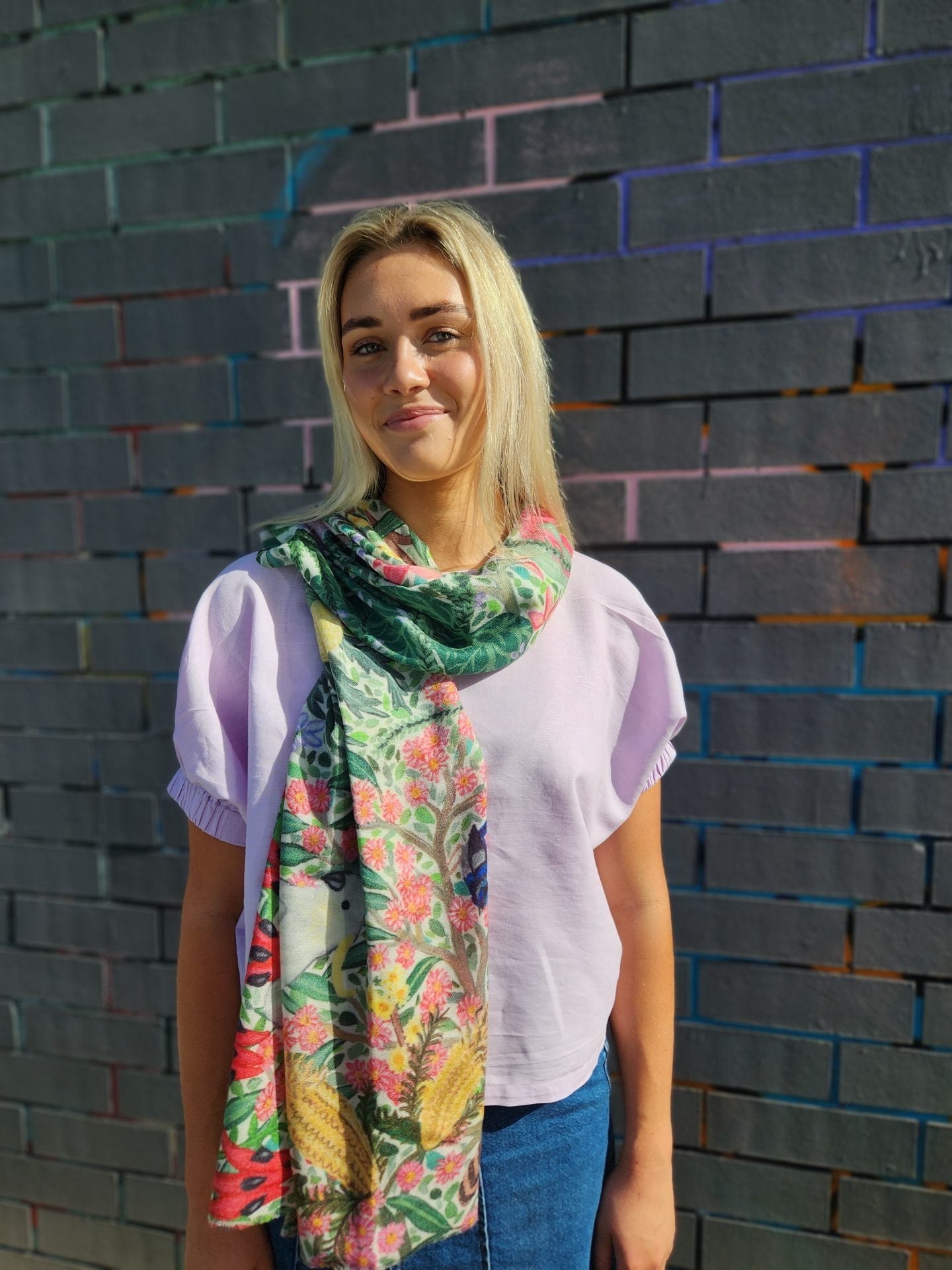 Eliza Piro Australian Birds 100% Wool Scarf