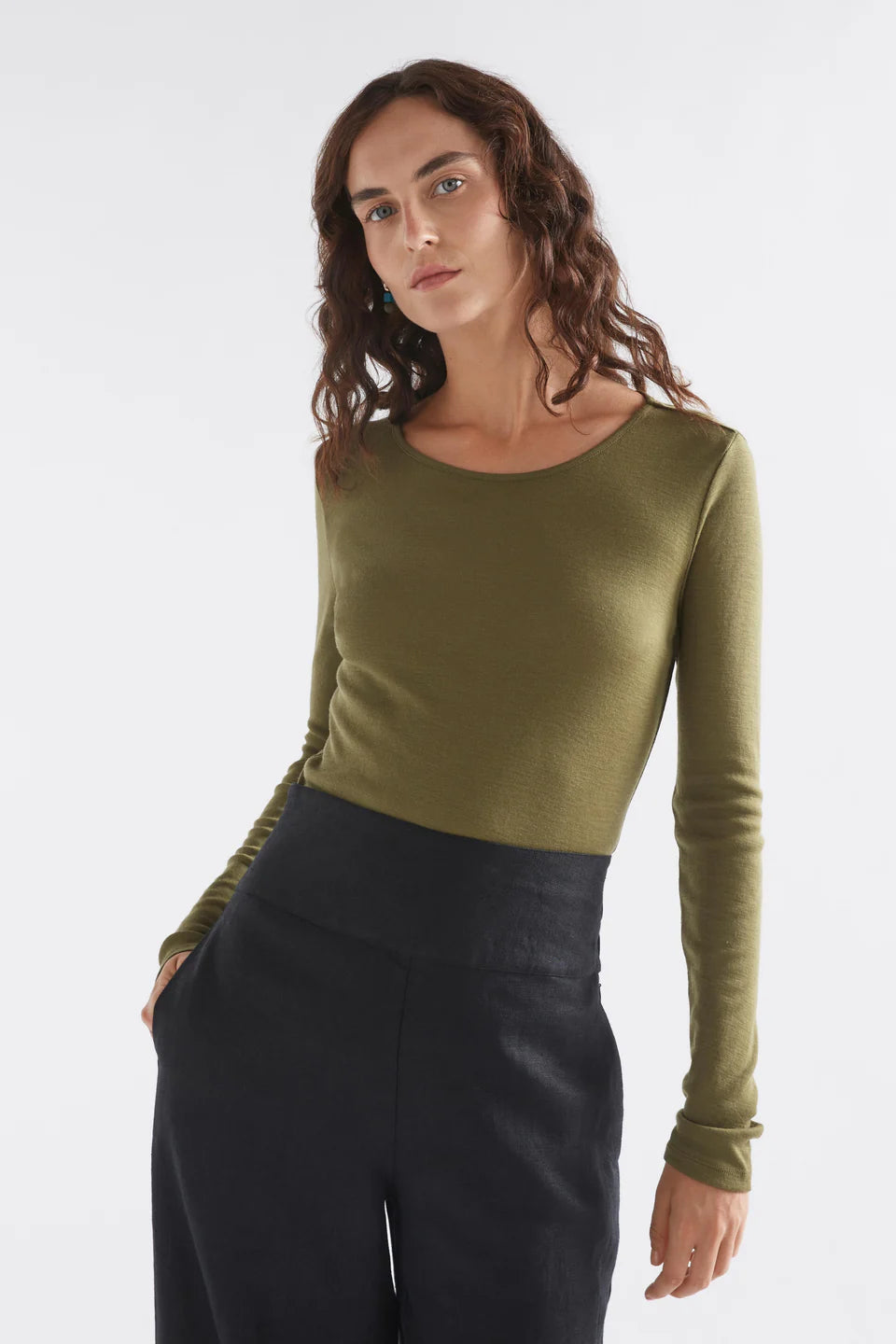Elk Merino Wool Skin Top - Olive