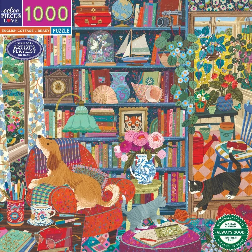 English Cottage Library - 1000 piece puzzle