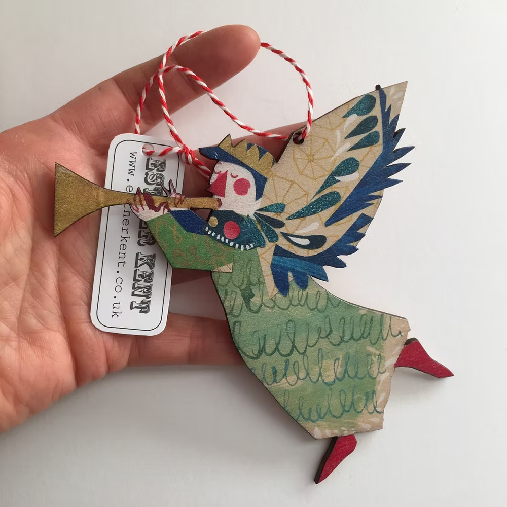 Esther Kent Green Angel Christmas ornament