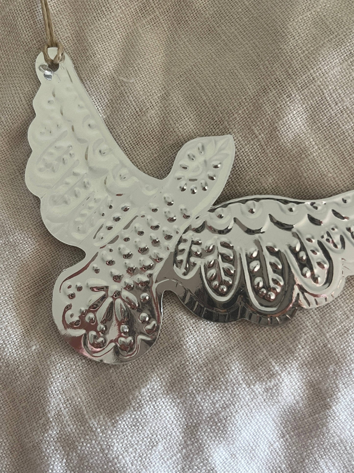 Dove Faux Tin Ornament - Silver