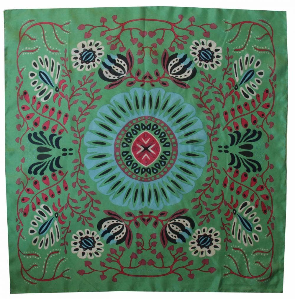 Silk Square Scarf - Green Mini Marushka