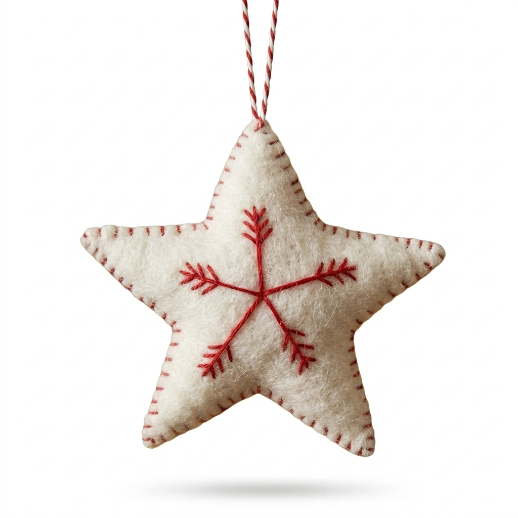 White Star Felt Christmas Ornament