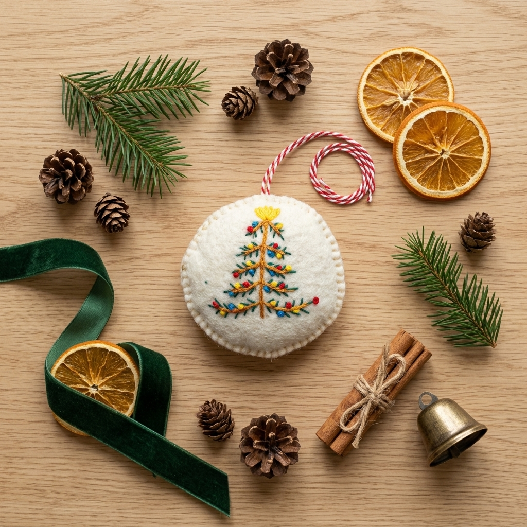 Embroidered Christmas Tree Felt Ornament