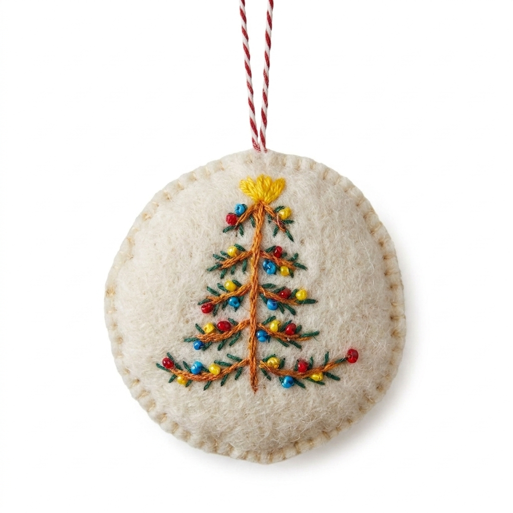 Embroidered Christmas Tree Felt Ornament