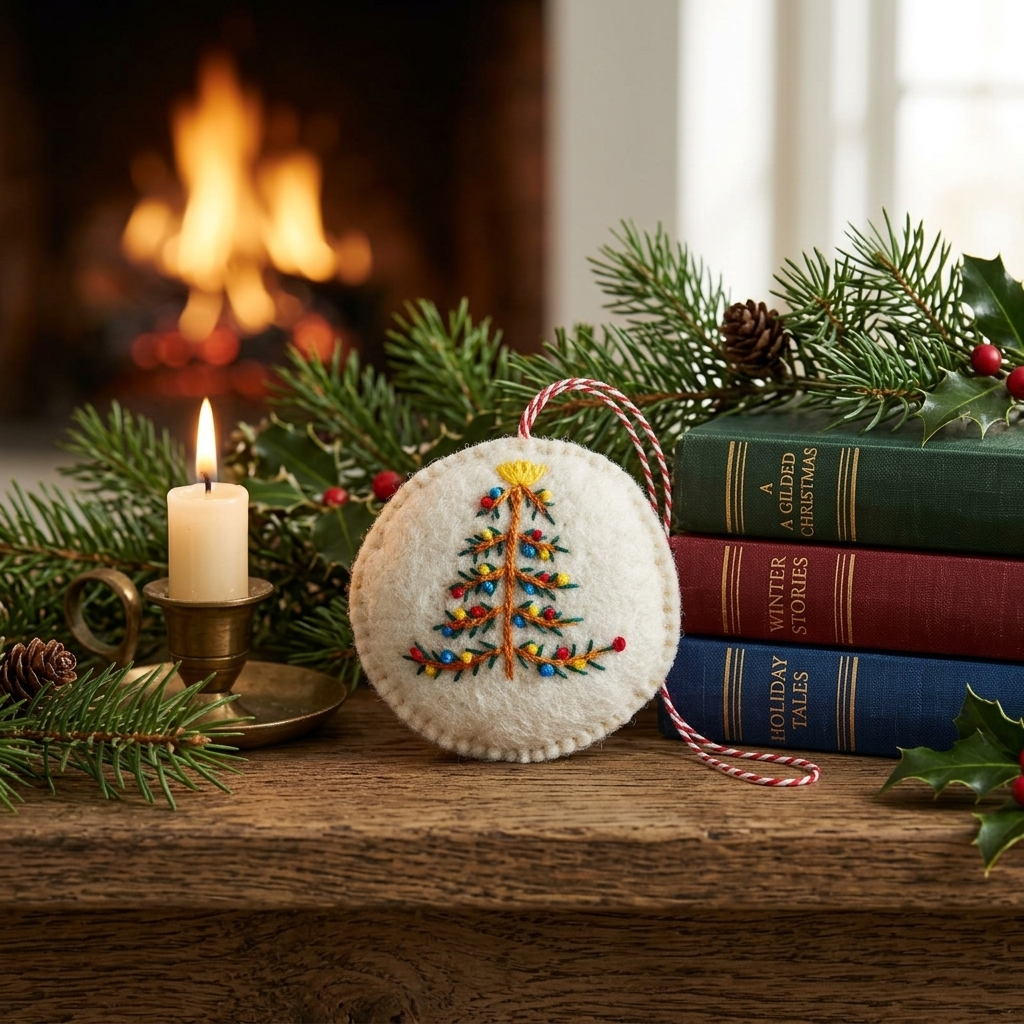 Embroidered Christmas Tree Felt Ornament