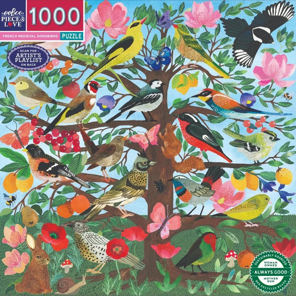French Medieval Songbirds - 1000 piece puzzle