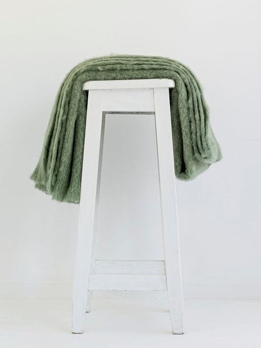 New Zealand Made Mohair Blanket - Olive