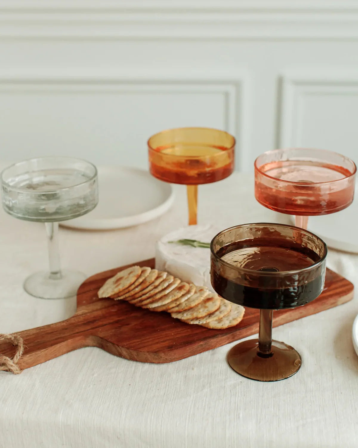 Handblown Hammered Glass Coupe - Amber