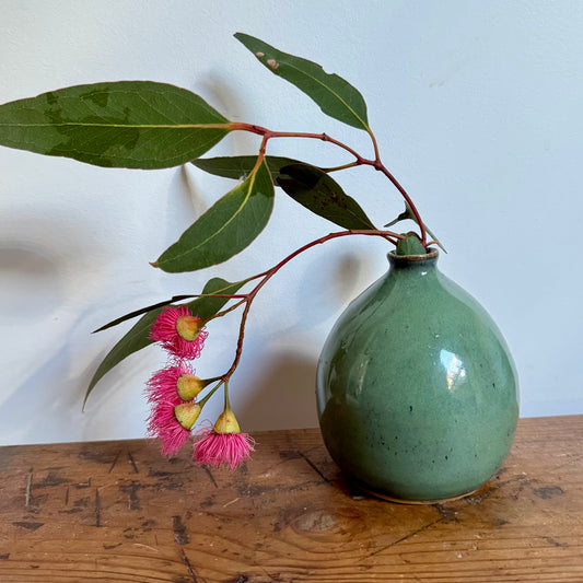 Handmade Round bud vase - Green