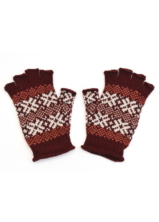 Uimi Heidi Fair Isle Fingerless Gloves - Merlot