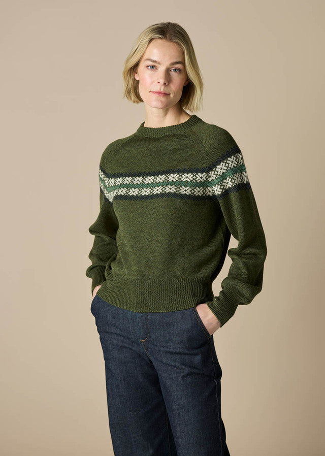 Uimi Heidi Fair Isle Merino Wool Jumper - Moss