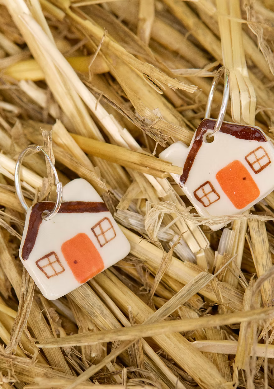 Togetherness Ceramic House Earrings