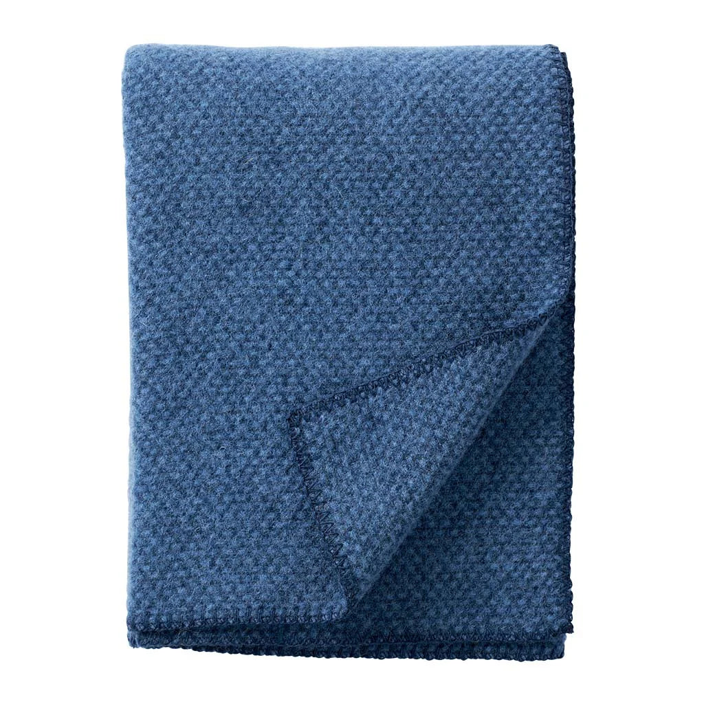 Klippan Domino Brushed Wool Blanket - Blue