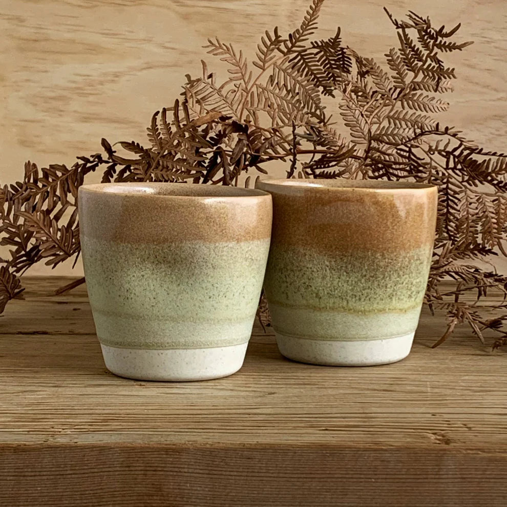 Henry and Tunks Latte Cup - Toffee and Earthy Green