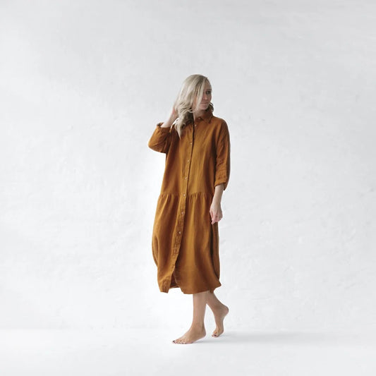 Seaside Tones Mustard Oversize Dress
