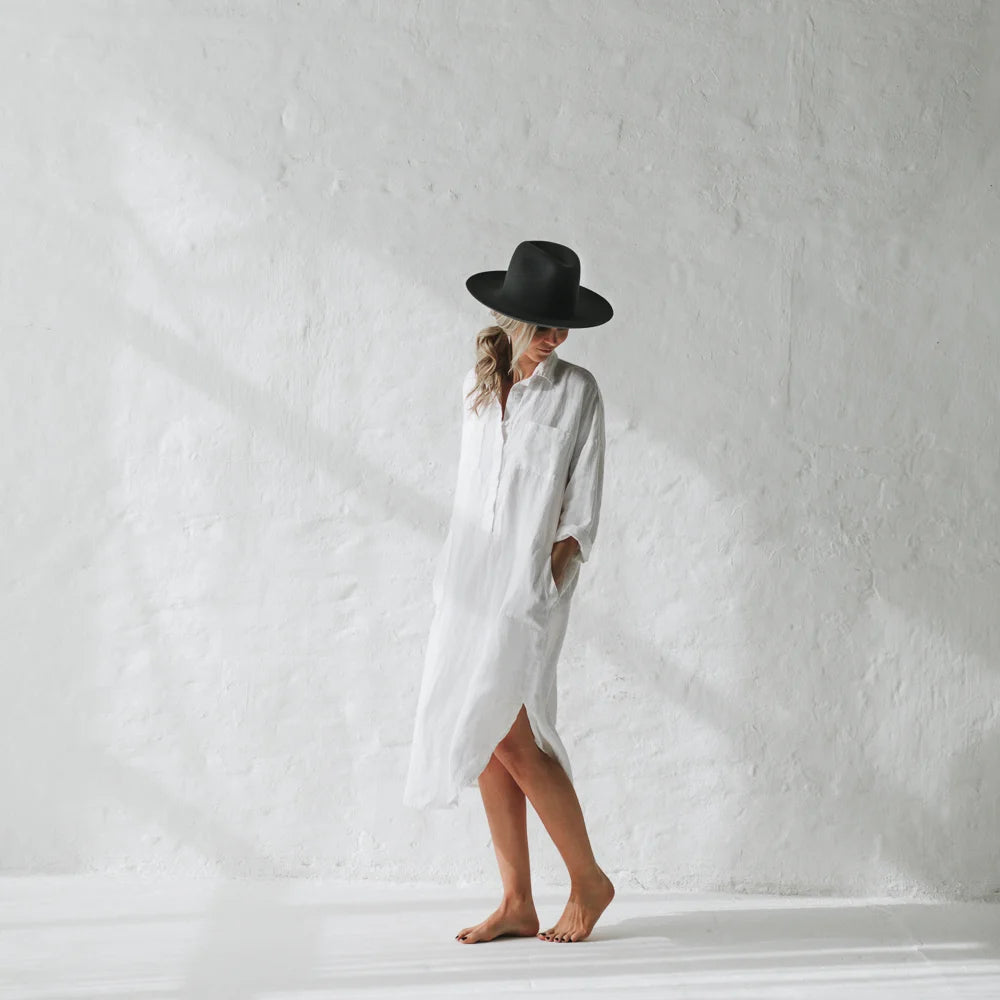 Seaside Tones White Shirt Dress